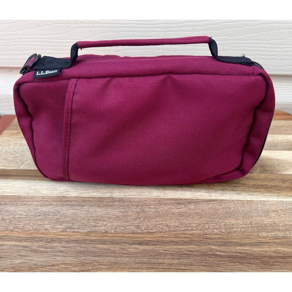 L.L. Bean Travel Document Organizer Passport Ticket Bag Burgundy Red EUC